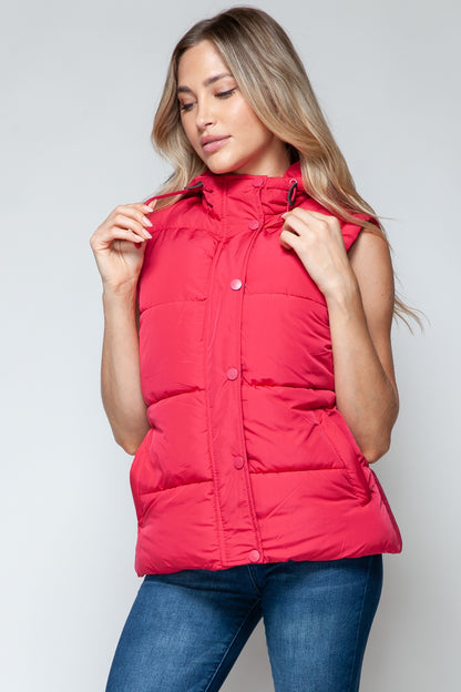 Snobbish Snap and Zip Closure Hooded Vest