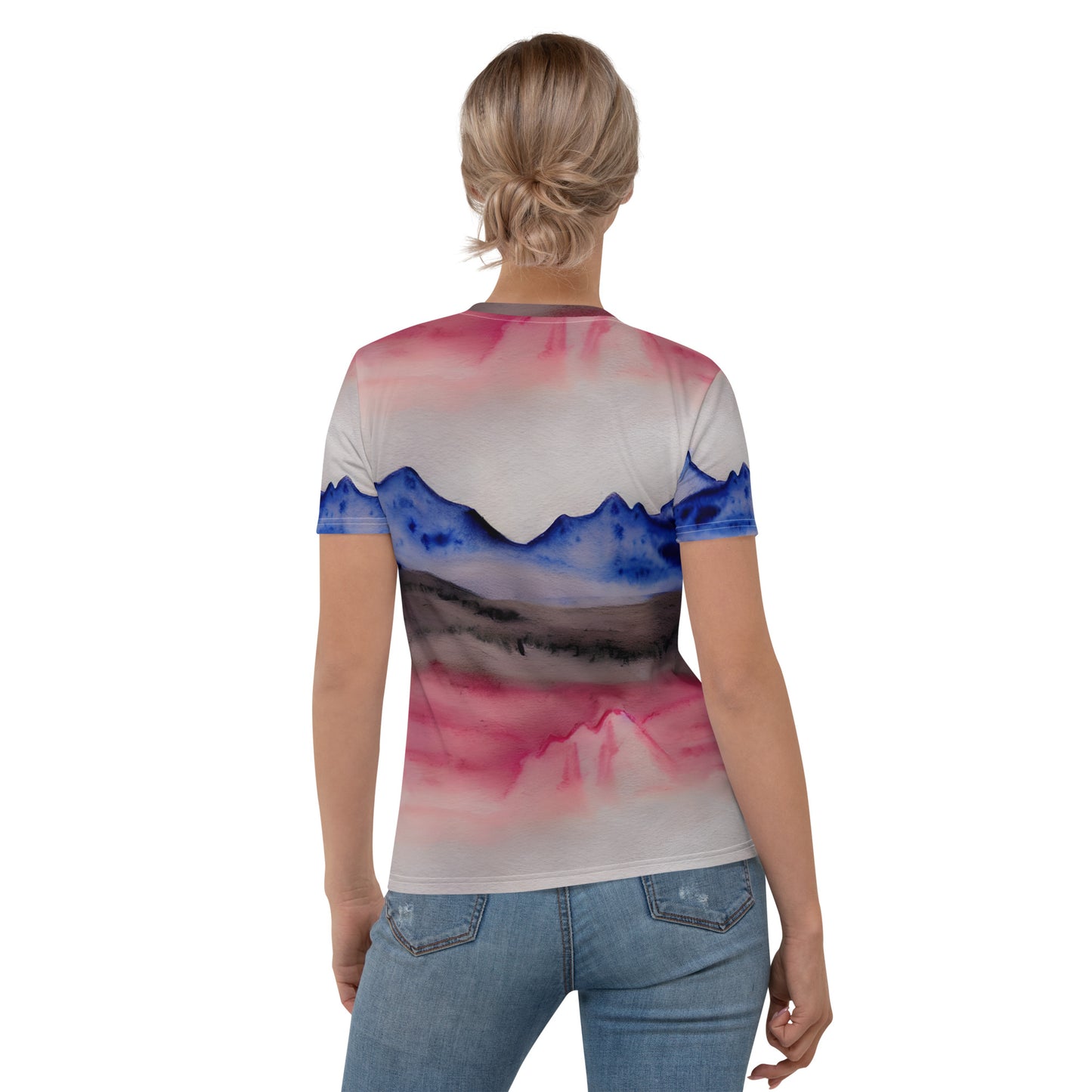 Blue Pink Mountains Hiking Yoga Women's T-shirt