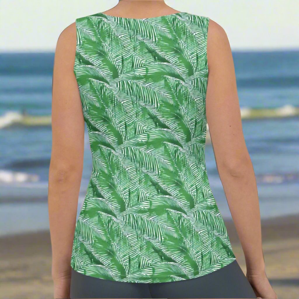 Palm Frond White Green Women's Tank Top