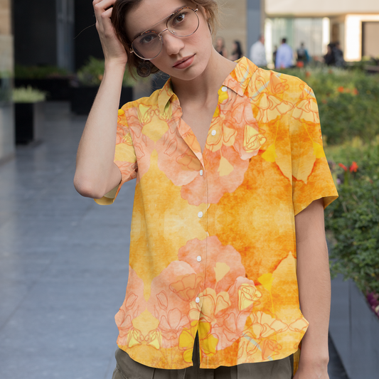 California Orange Poppy Button Hiking Shirt