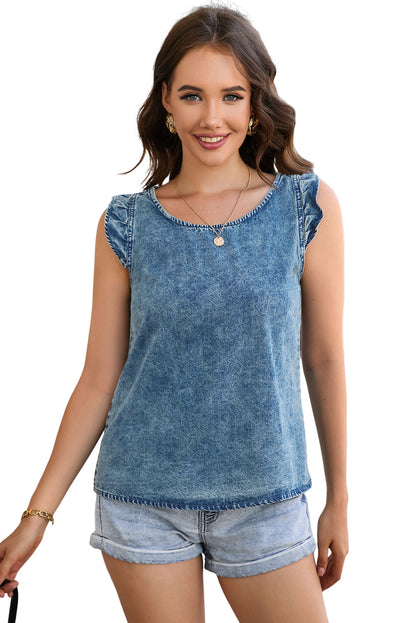 Round Neck Denim Tank