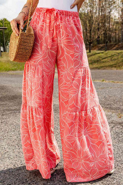 Floral Tiered Wide Leg Pants