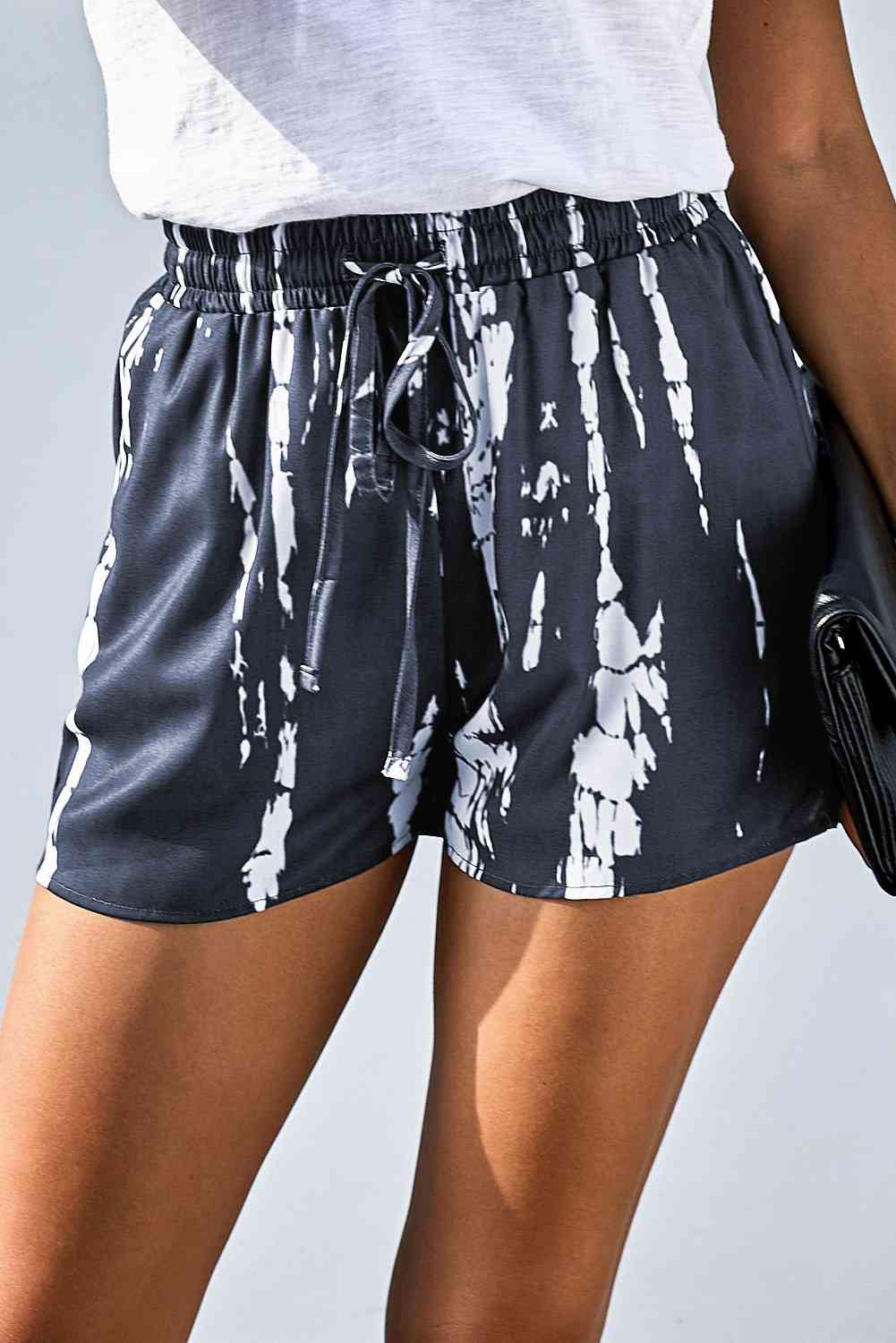 Tie-Dye Drawstring Waist Shorts with Pockets